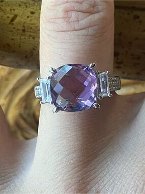 Natural Rose de France Amethyst Sterling Silver Ring Size 6